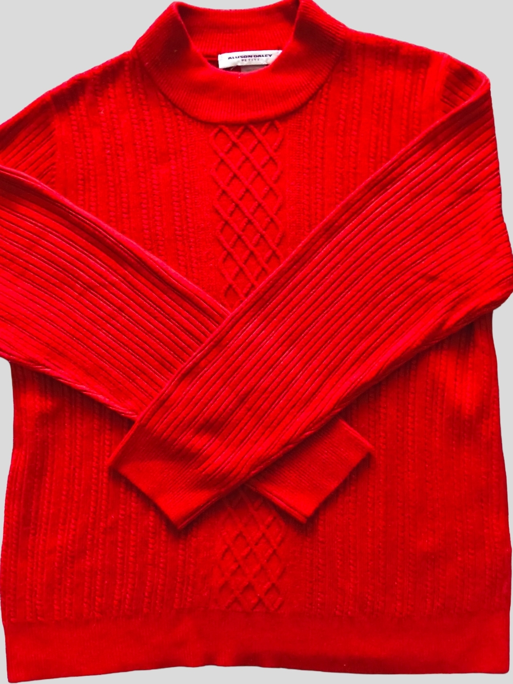 Allison Daley (Petite) Red Ribbed Knit Top